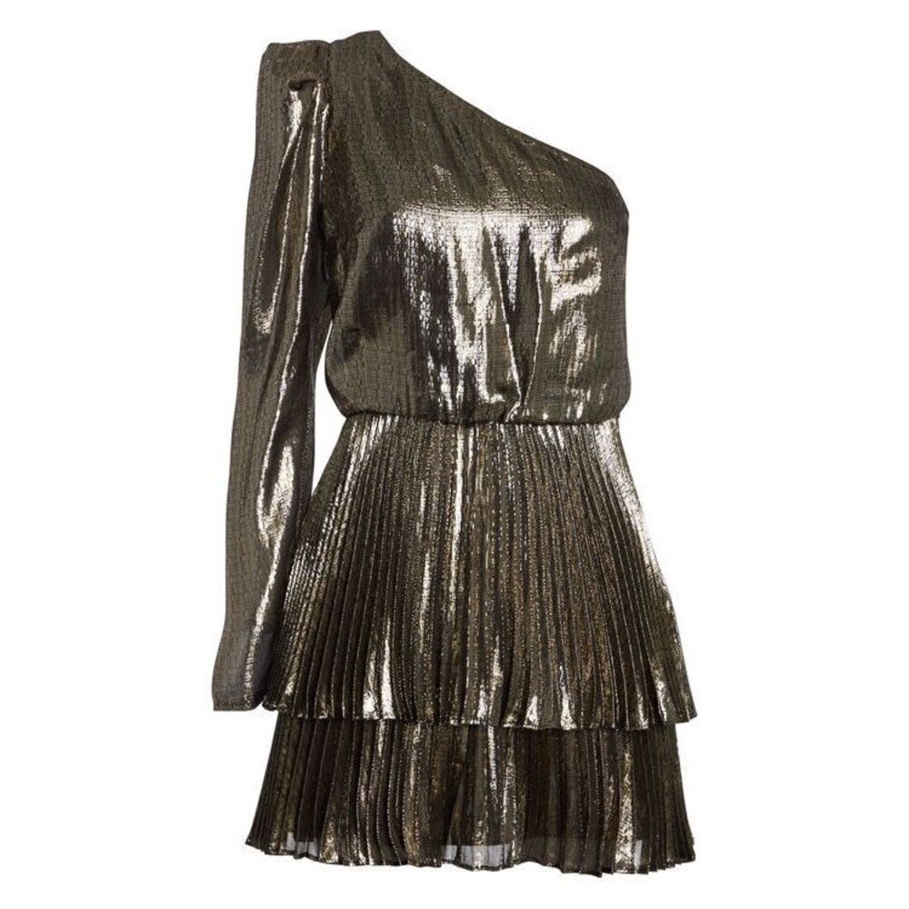 DEREK LAM 10 CROSBY Metallic Yolie One-Shoulder Lamé Dress